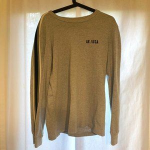 AMERICAN EAGLE Men's Size Small Long-Sleeve Gray T-Shirt